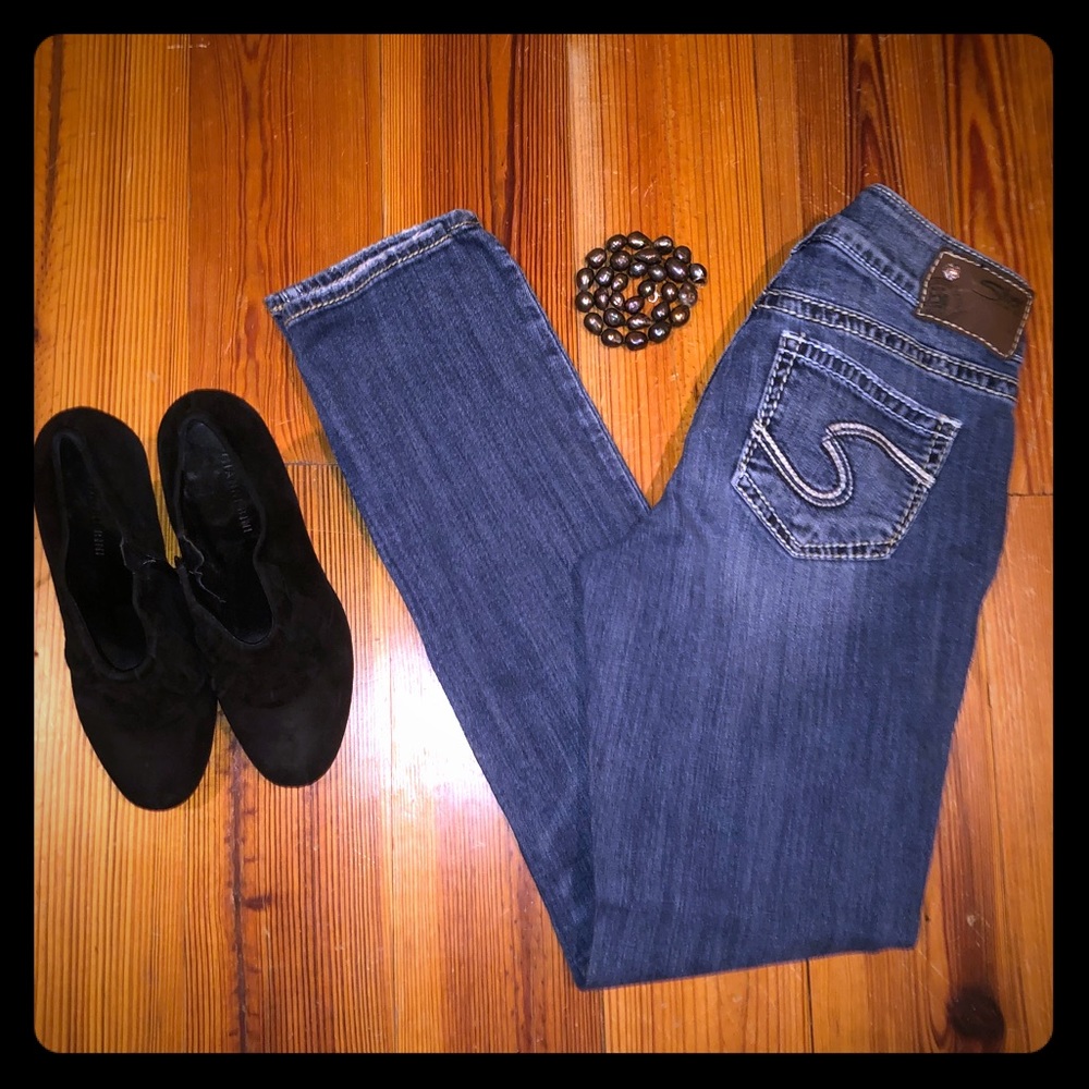 Silver designer skinny jeans size W26/L31